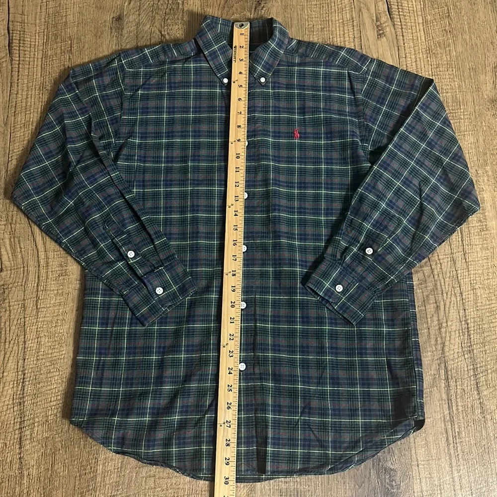 Ralph Lauren boys long sleeve plaid button up shirt size XL 20 with Red logo